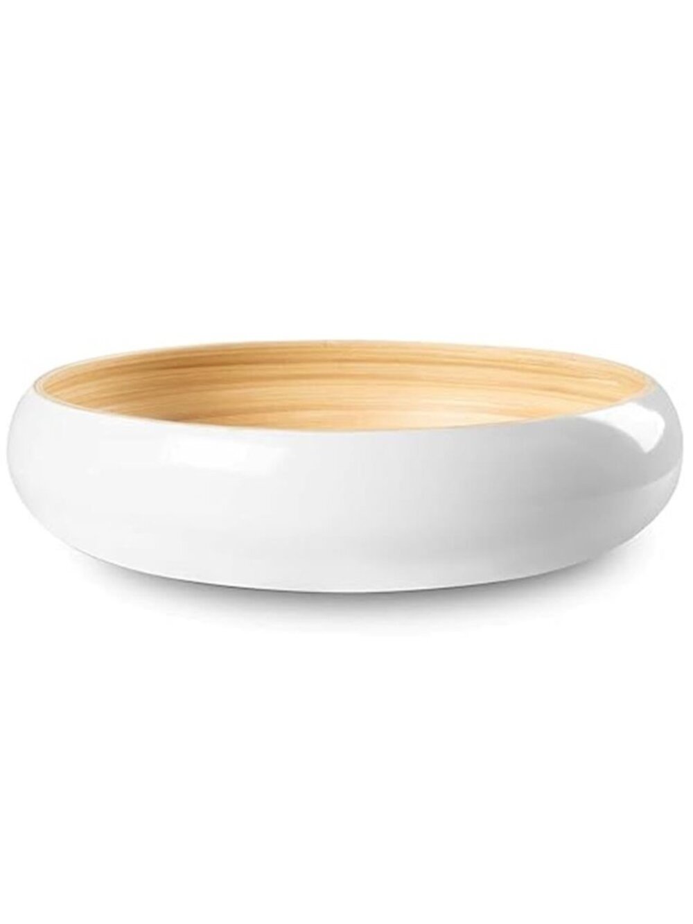 12"Handmade White Bamboo Wooden Fruit Bowl for Kitchen Counter-130 oz Lightweigh